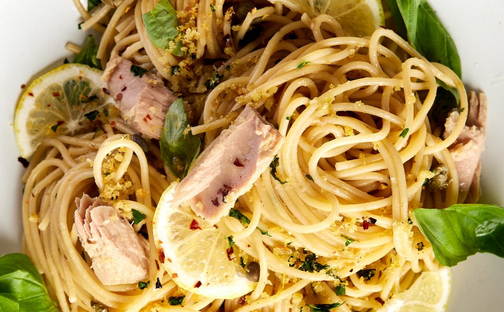 Tuna Caper Pasta with Tonnino Yellowfin Tuna Fillets in Olive Oil