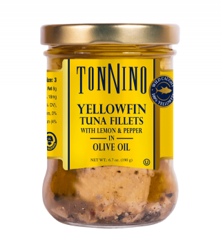 FAD-Free Yellowfin Tuna Fillets with Lemon and Pepper in Olive Oil
