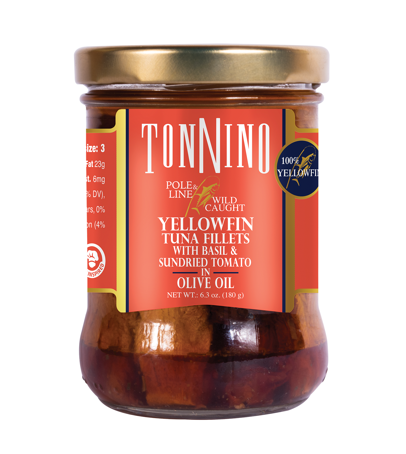 Tonnino Pole and Line Yellowfin Tuna Fillets with Basil & Sundried Tomato in Olive Oil