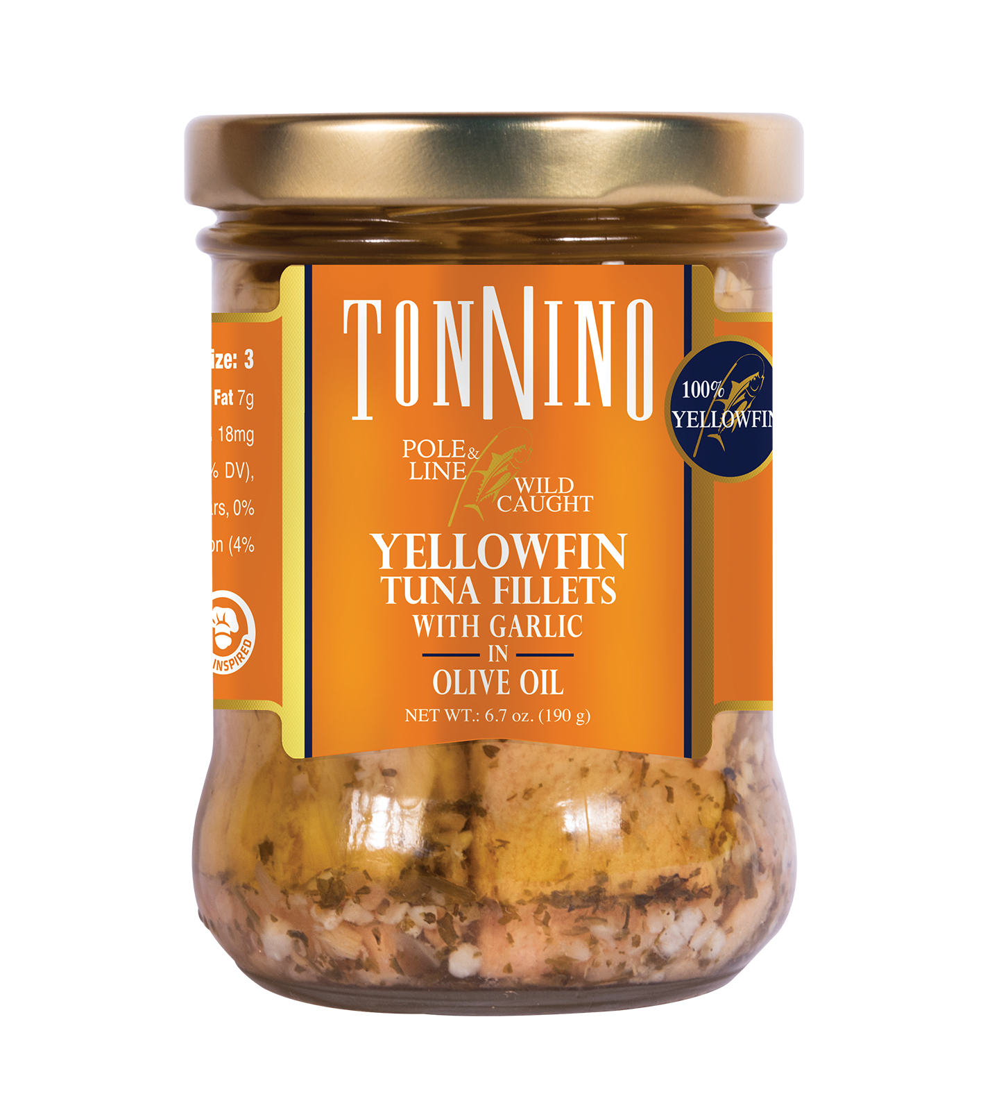 Tonnino Pole and Line Yellowfin Tuna Fillets with Garlic in Olive Oil