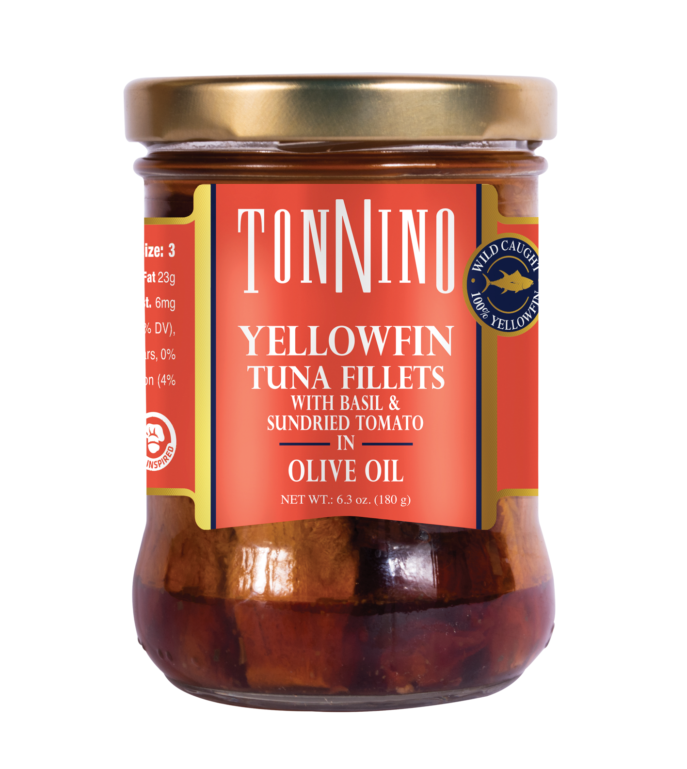 Tonnino Yellowfin Tuna Fillets with Basil & Sundried Tomato in Olive Oil