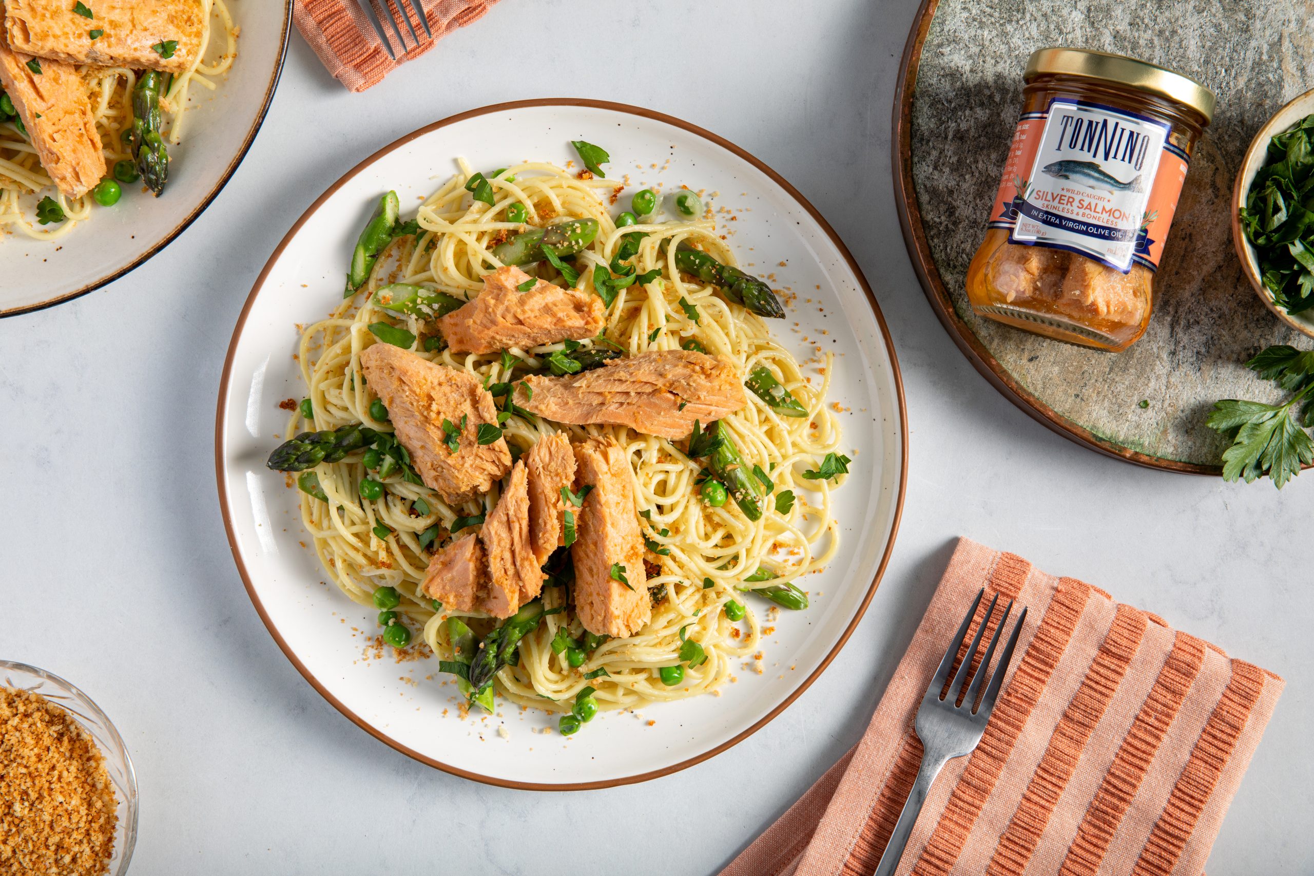 Crispy Breadcrumb Salmon Pasta Recipe